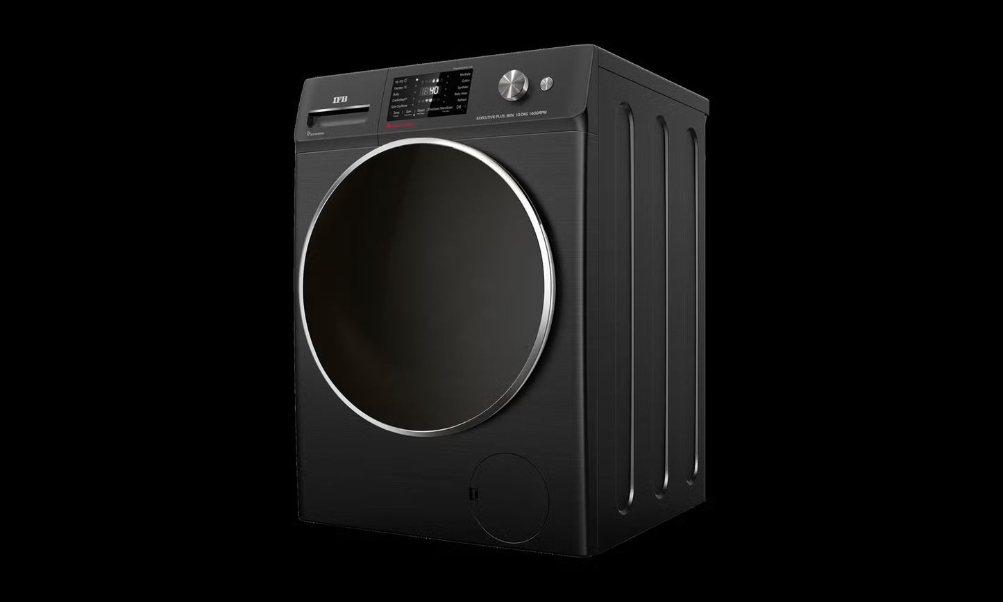 IFB 10 Kg 5 Star, DeepClean®, AI Powered, WiFi, Fully Automatic Front Load Washing Machine (EXECUTIVE PLUS BXN 1014KH, PowerSteam®, 9 Swirl, Steam Refresh, Inbuilt Heater, Eco Inverter, Black VCM)