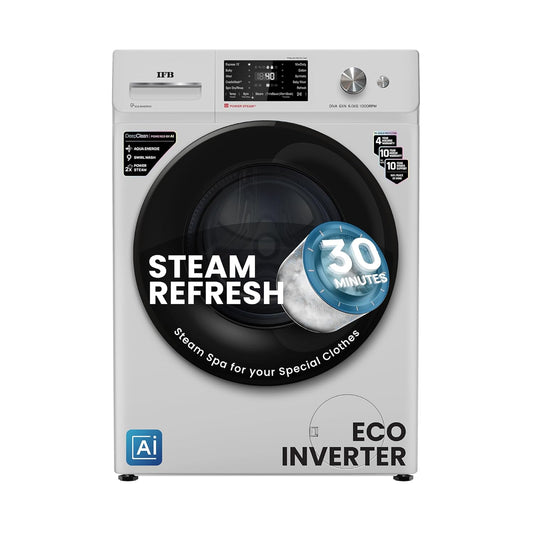 IFB 10 Kg 5 Star, DeepClean®, AI Powered, WiFi, Fully Automatic Front Load Washing Machine (EXECUTIVE PLUS MBN 1014KH, PowerSteam®, 9 Swirl, Steam Refresh, Inbuilt Heater, Eco Inverter, Grey White)