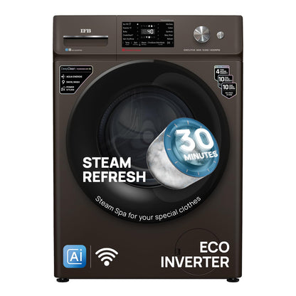 IFB 10 Kg 5 Star, DeepClean®, AI Powered, WiFi, Fully Automatic Front Load Washing Machine (EXECUTIVE PLUS MBN 1014KH, PowerSteam®, 9 Swirl, Steam Refresh, Inbuilt Heater, Eco Inverter, Mocha)