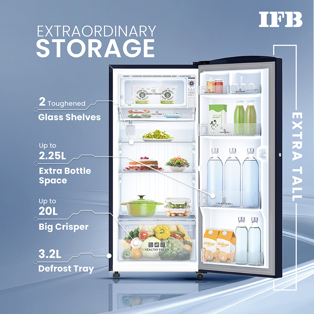 IFB Single Door Refrigerator, 213L Gross, Cobalt Blue Color