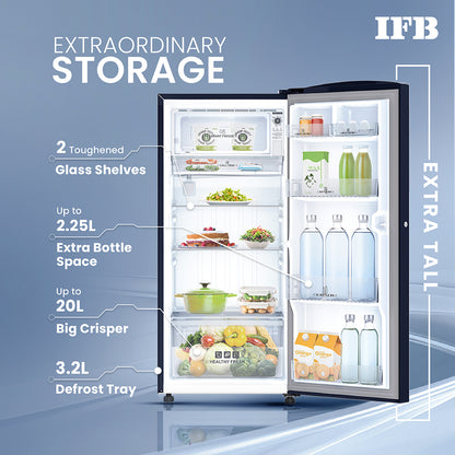 IFB Single Door Refrigerator, 213L Gross, Cobalt Blue Color
