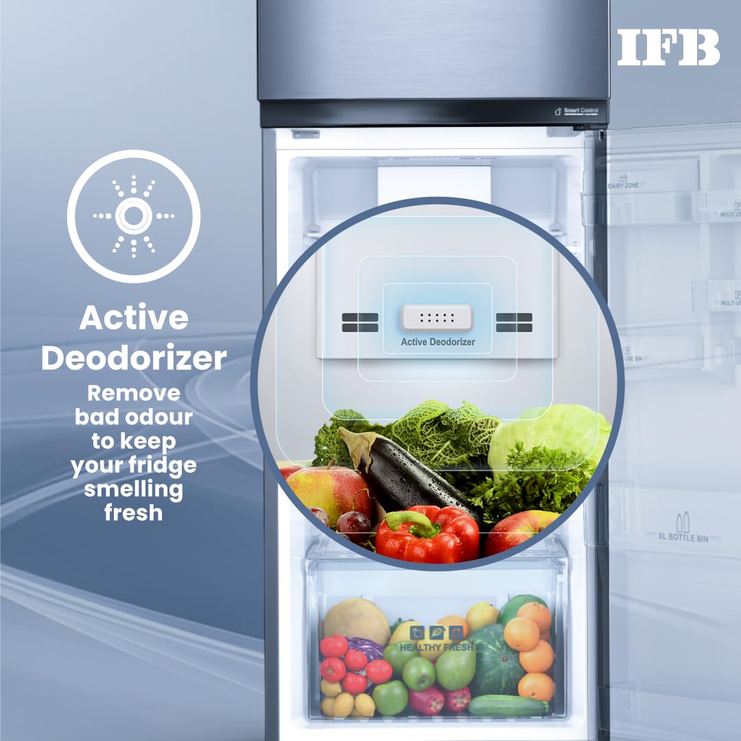 IFB 400L Frost Free Double Door Refrigerator – Brush Grey Metal Stainless | Convertible Fridge-Freezer | Inverter Compressor | Model: IFBFF-3151IMS-EUA