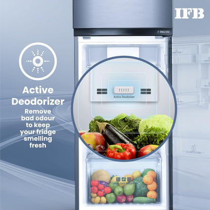 IFB 425L Frost Free Double Door Refrigerator – Brush Grey Metal Finish | Convertible Fridge-Freezer