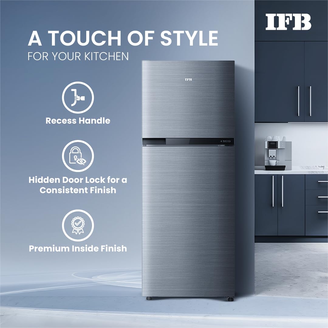 IFB 364L Frost Free Double Door Refrigerator – Brush Grey | 7-in-1 Convertible Multi Modes | E-Tech 360° Cooling | Quadra Crisper with Humidity Control | Energy Efficient | Model: IFBFF-2901FBS-EUA