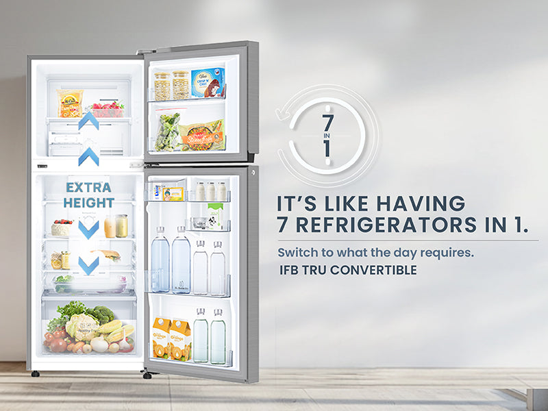 IFB 364L Frost Free Double Door Refrigerator – Brush Grey | 7-in-1 Convertible Multi Modes | E-Tech 360° Cooling | Quadra Crisper with Humidity Control | Energy Efficient | Model: IFBFF-2901FBS-EUA