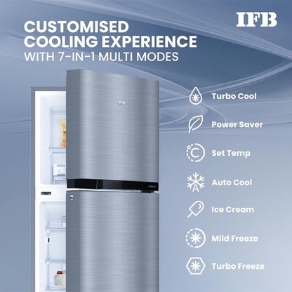IFB 364L Frost Free Double Door Refrigerator – Brush Grey | 7-in-1 Convertible Multi Modes | E-Tech 360° Cooling | Quadra Crisper with Humidity Control | Energy Efficient | Model: IFBFF-2901FBS-EUA