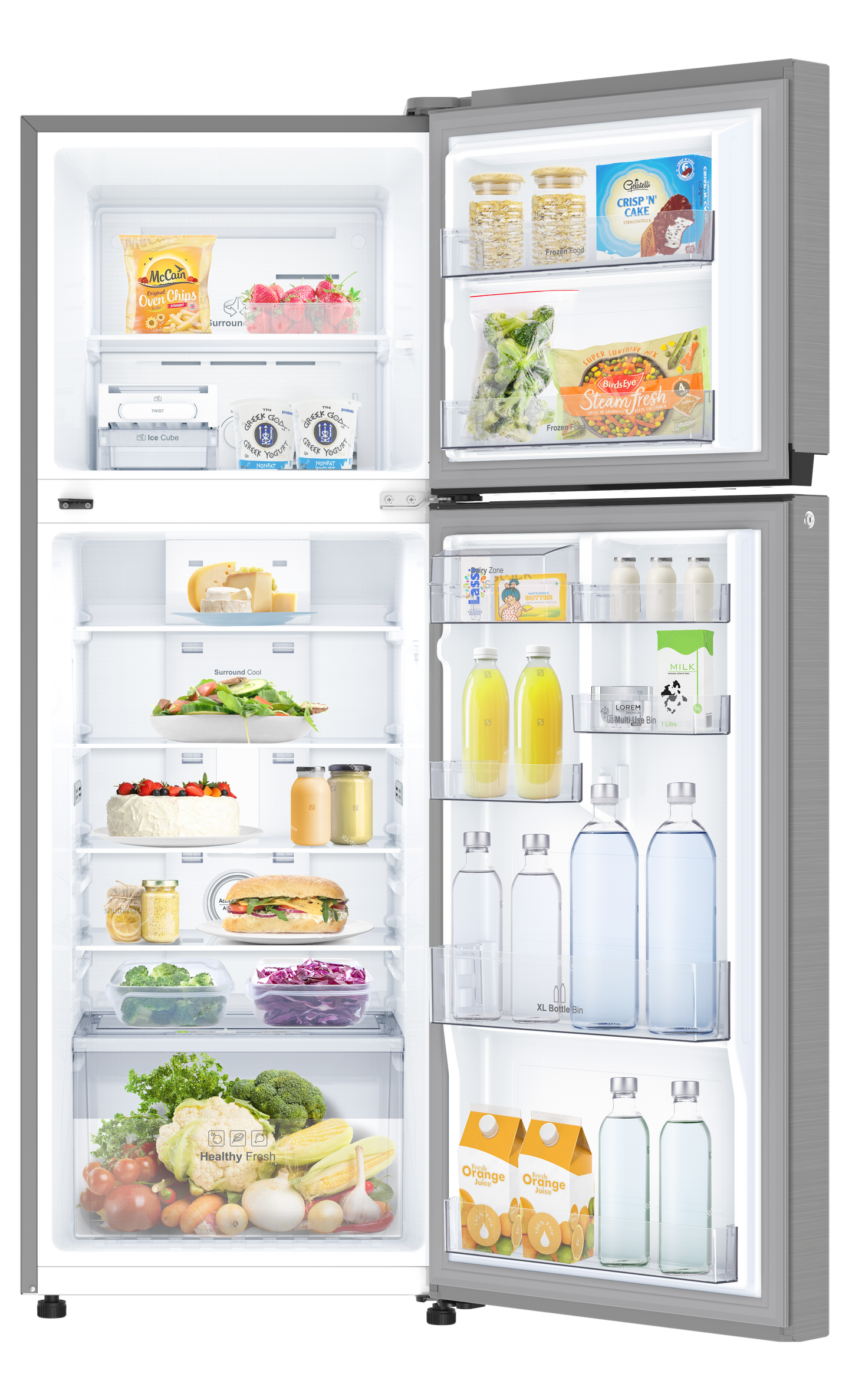 IFB 400L Frost Free Double Door Refrigerator – Brush Grey Metal Stainless | Convertible Fridge-Freezer | Inverter Compressor | Model: IFBFF-3151IMS-EUA