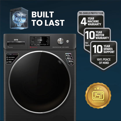 IFB 10 Kg 5 Star, DeepClean®, AI Powered, WiFi, Fully Automatic Front Load Washing Machine (EXECUTIVE PLUS BXN 1014KH, PowerSteam®, 9 Swirl, Steam Refresh, Inbuilt Heater, Eco Inverter, Black VCM)