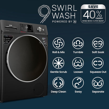 IFB 10 Kg 5 Star, DeepClean®, AI Powered, WiFi, Fully Automatic Front Load Washing Machine (EXECUTIVE PLUS BXN 1014KH, PowerSteam®, 9 Swirl, Steam Refresh, Inbuilt Heater, Eco Inverter, Black VCM)